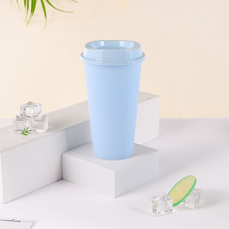 16 oz Reusable Coffee Cups with Lids  Frosted Plastic Tumblers Cup for Hot Drink and Cold Drinks Travel Mugs