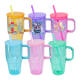 New Design 20oz Sublimation Blank Jelly Colored Glass Mug With Handle 20oz Travel Glass Water Bottle With Colorful Lids