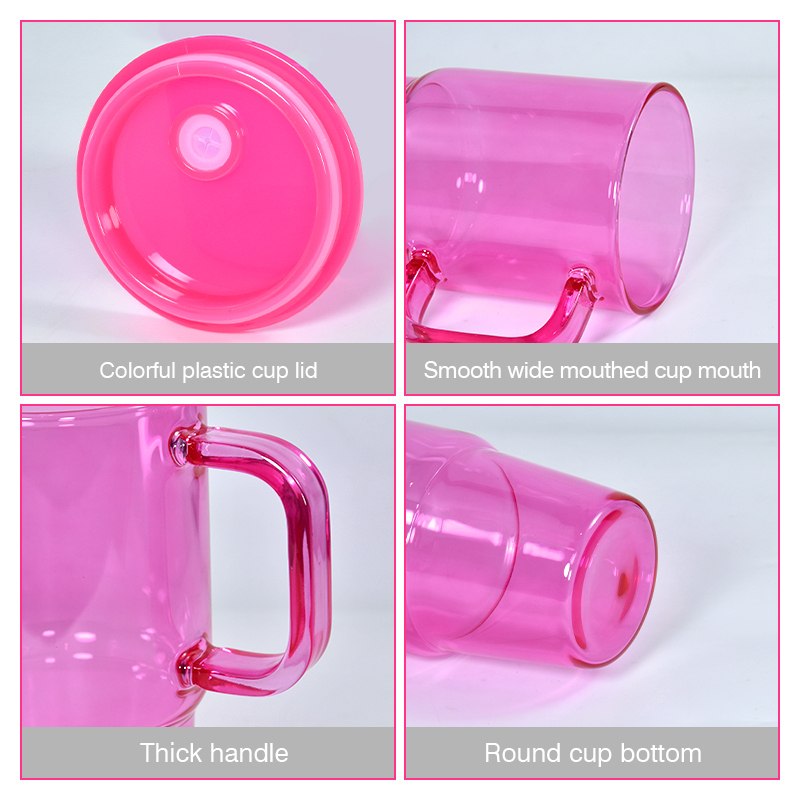 New Design 20oz Sublimation Blank Jelly Colored Glass Mug With Handle 20oz Travel Glass Water Bottle With Colorful Lids