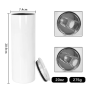 USA Warehouse Stock 20oz Sublimation Blanks White Tumbler Straight Skinny Stainless Steel Tumbler with Straw Rubber Bottom 25pcs