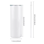 USA Warehouse Stock 20oz Sublimation Blanks White Tumbler Straight Skinny Stainless Steel Tumbler with Straw Rubber Bottom 25pcs