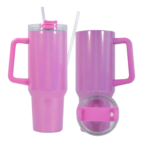 USA China Warehouse Stocked 40oz Sublimation Rainbow Shimmer Tumbler With Handle