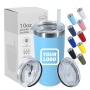 Custom logo 10oz Powder Coated Regular Stainless Steel Tumbler Powder Coated Double Wall Coffee 10 oz Travel Car Mugs Tumblers
