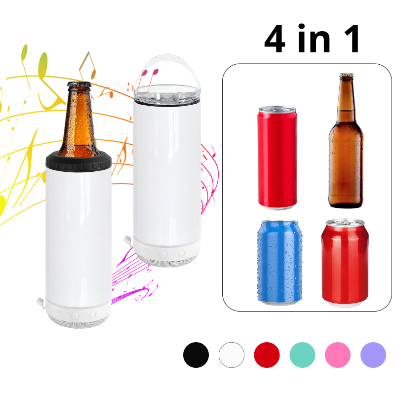 Custom 16 oz Stainless Steel Speaker Tumbler Sublimation Wireless Music 4 in 1 Can Cooler Sublimation Tumbler with Speaker