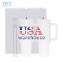 USA CN Warehouse 40oz Mug H3.0 Sublimation White 40oz Double Wall Stainless Steel Travel Handle Tumbler With Straw Metal Brush