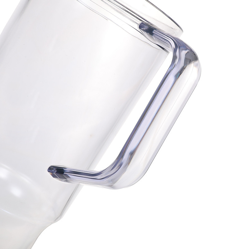 Custom 40oz Clear Plastic Tumbler 1200ml Travel Mugs Single Wall Bottle Color AS Mug BPA Free Cup with Handle Straw Screw on Lid