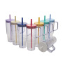 Custom 40oz Clear Plastic Tumbler 1200ml Travel Mugs Single Wall Bottle Color AS Mug BPA Free Cup with Handle Straw Screw on Lid