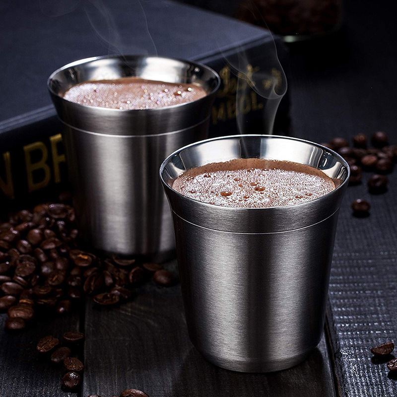 80ml/160ml Stainless Steel Sustainable Colorful Shot Glass Double Wall Mug Vacuum Insulated Coffee Cup for Coffee