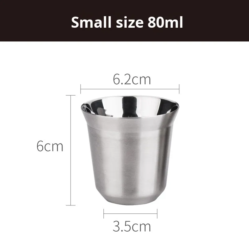 80ml/160ml Stainless Steel Sustainable Colorful Shot Glass Double Wall Mug Vacuum Insulated Coffee Cup for Coffee