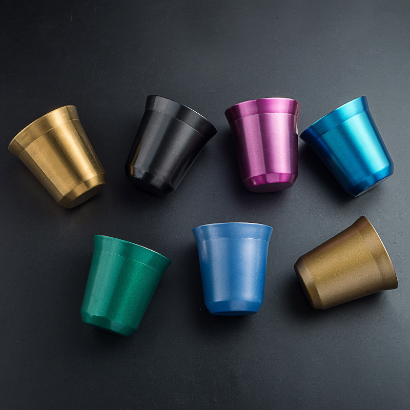 80ml/160ml Stainless Steel Sustainable Colorful Shot Glass Double Wall Mug Vacuum Insulated Coffee Cup for Coffee