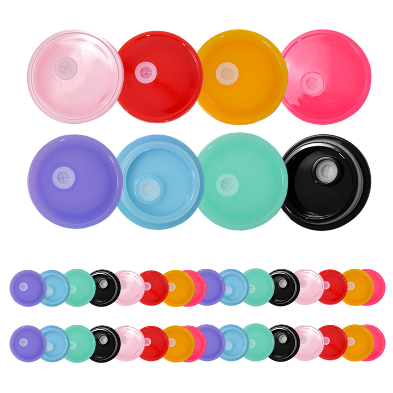 RTS  40pcs/ctn Colored Replacement Plastic Lids for 16oz Glass clear Frosted Cups Glass Tumbler Mugs 8 Colors Mixed