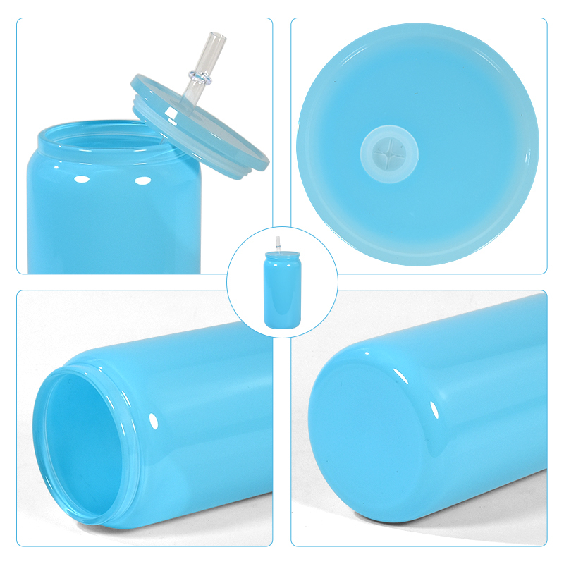 RTS US Warehouse Mix 8colors 16oz Jelly Beer Can Sublimation Colors Glass Tumbler with PP Lid and Straw  25pcs/CTN