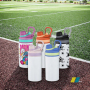 US Warehouse 25pcs 12oz Sublimation Gym Sport School Water Bottle Insulated Kids Flat Tumbler 2-in-1 Screw Lid Cup for Hot Water