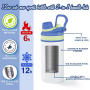 US Warehouse 25pcs 12oz Sublimation Gym Sport School Water Bottle Insulated Kids Flat Tumbler 2-in-1 Screw Lid Cup for Hot Water