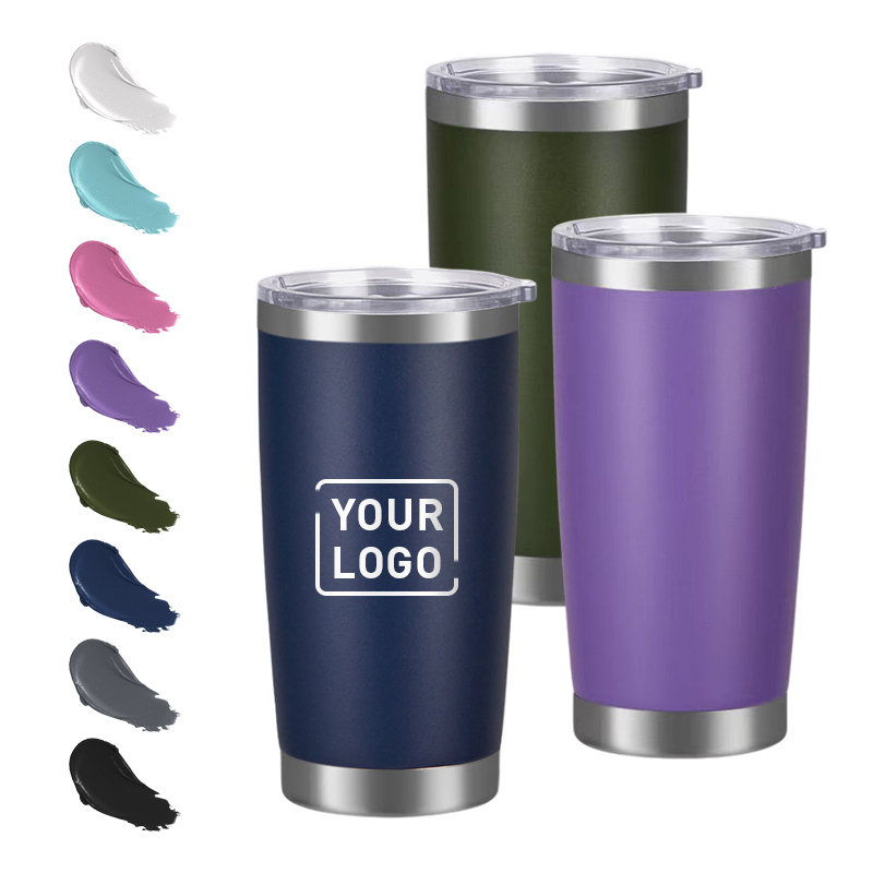 Custom logo 20oz Double Wall Stainless Steel Vacuum Coffee Mug Insulated Car Powder Coated Tumbler Vacuum Laser Tumbler