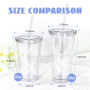 Factory Wholesale Pre -Drilled Acrylic Double Wall  12oz 16oz 24oz  Plastic Tumbler with Plug  Glitter for DIY Sticker Glitter