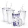 Factory Wholesale Pre -Drilled Acrylic Double Wall  12oz 16oz 24oz  Plastic Tumbler with Plug  Glitter for DIY Sticker Glitter