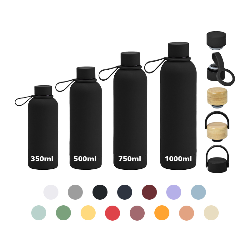 Soft Touch 350ml 500ml 750ml 1000ml Vacuum Flask Double Wall Stainless Steel Bottle Rubber Coating Small Mouth Bottle