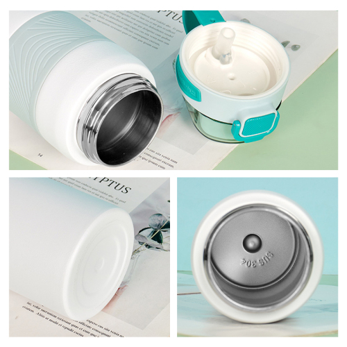 Wholesale 800ml Stainless Steel Cup Powder Coated Portable Vacuum Insulated Water Bottle With Bounce Button Screw on Lid Straw