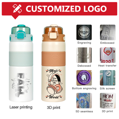 Wholesale 800ml Stainless Steel Cup Powder Coated Portable Vacuum Insulated Water Bottle With Bounce Button Screw on Lid Straw