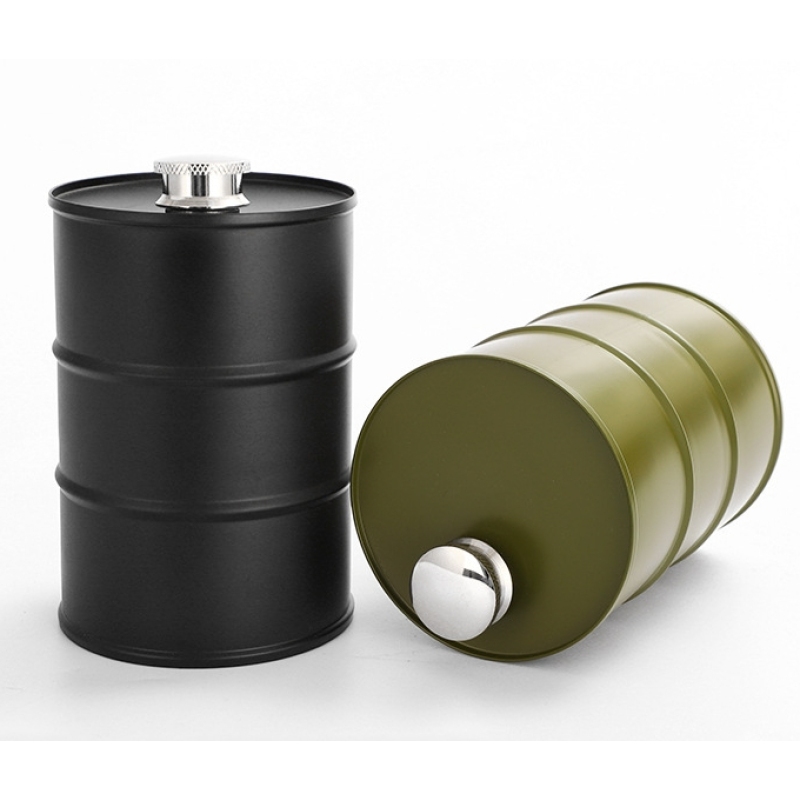 750ml Outdoor Travel Portable Gasoline Creative Hip Flask Large Capacity Stainless Steel Beer Barrel Wine Liquor Water Bottle