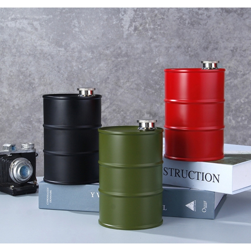 750ml Outdoor Travel Portable Gasoline Creative Hip Flask Large Capacity Stainless Steel Beer Barrel Wine Liquor Water Bottle
