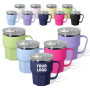 Plastic Outer 12oz Stainless Steel Tumbler with Handle Lid Travel Coffee Mug Spill Proof Metal Tumbler Cup