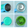 USA RTS 4pcs 17oz Kids Stainless Steel Vacuum Powder Coated Tumbler Travel Water Bottle with Handle Lid Suction Nozzle Straw