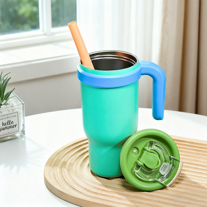 USA RTS 4pcs 17oz Kids Stainless Steel Vacuum Powder Coated Tumbler Travel Water Bottle with Handle Lid Suction Nozzle Straw