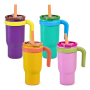USA RTS 4pcs 17oz Kids Stainless Steel Vacuum Powder Coated Tumbler Travel Water Bottle with Handle Lid Suction Nozzle Straw