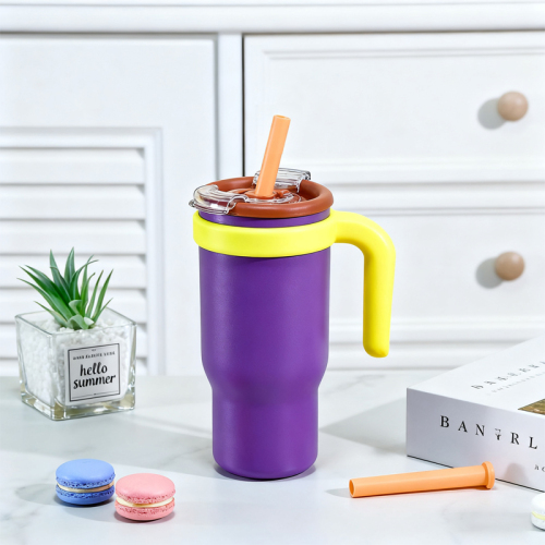 USA RTS 4pcs 17oz Kids Stainless Steel Vacuum Powder Coated Tumbler Travel Water Bottle with Handle Lid Suction Nozzle Straw