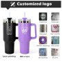Powder Coated Plating Rainbow /Gold/ Black /Purple 40oz Handle Tumbler Personalized Laster Engraved 40oz H1.0 H2.0 Bottles