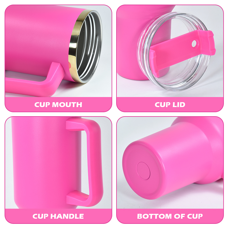 Powder Coated Plating Rainbow /Gold/ Black /Purple 40oz Handle Tumbler Personalized Laster Engraved 40oz H1.0 H2.0 Bottles
