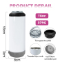 Custom Logo 16oz Double Wall Insulated Stainless Steel Beer Can Cooler Slim Can Coozies with Speaker for Wine Drink & Holder