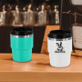 Small Pack RTS 4PCS/CTN US Warehouse 6oz Powder Coated White Coffee Mugs Mini Travel Cups Inside with Enamel Coating