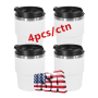 Small Pack RTS 4PCS/CTN US Warehouse 6oz Powder Coated White Coffee Mugs Mini Travel Cups Inside with Enamel Coating