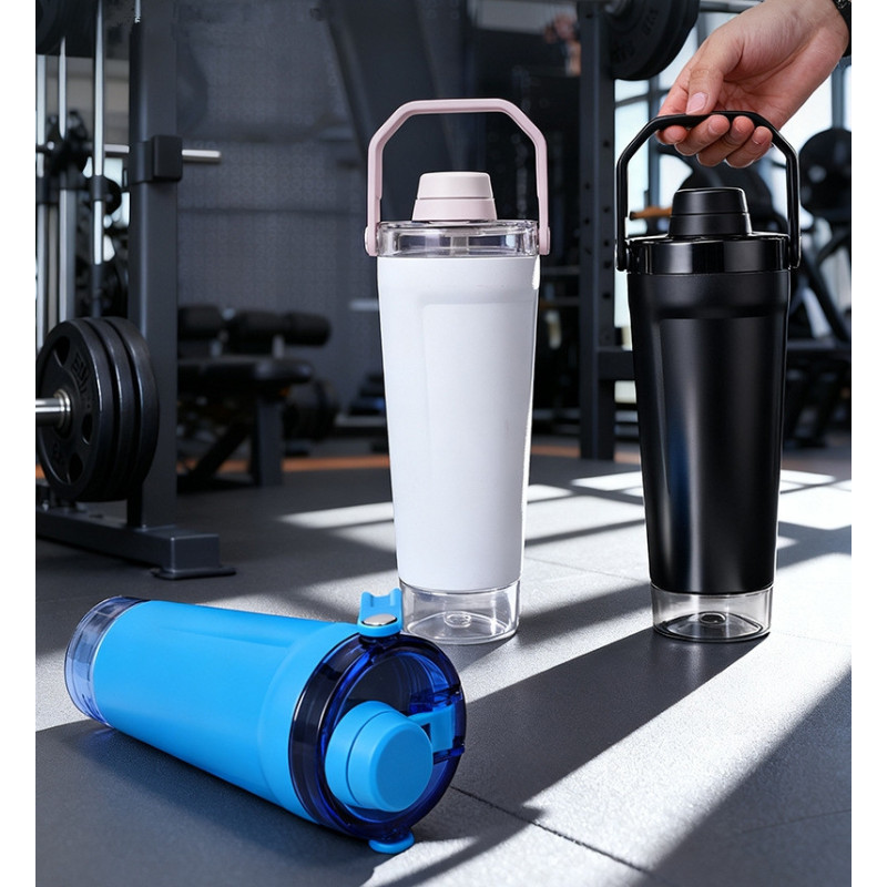Custom 500ml Stainless Steel Insulated Shaker Water Bottle Outdoor Portable Sports Keeps Drink Cold and Hot with Storage Bottom