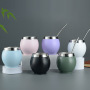 Double Wall Metal Cup Factory Stainless Steel Vacuum Metal Straw Hot Mate Set Tea Cup Tumbler 280ml Argentine Yerba Mate Cup