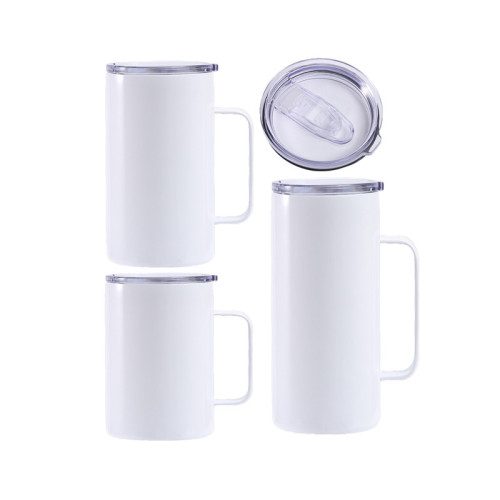 Wholesale Sublimation Blanks 10oz 14oz 16oz 20oz 24oz Double Wall Stainless Steel Custom Coffee Beer Offiec Mug with Lid Handle