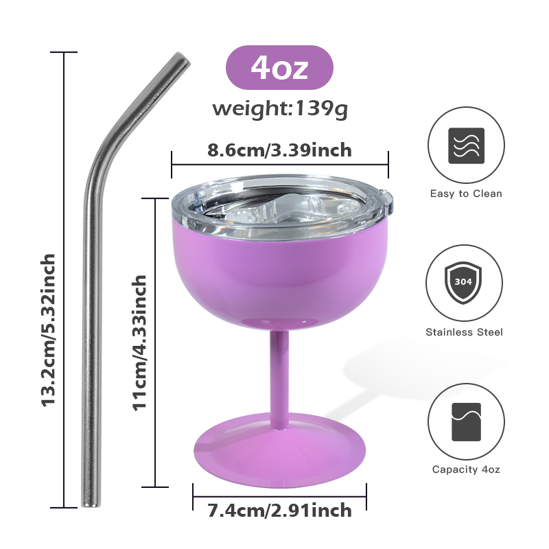 USA Warehouse 4oz Colored Stainless Steel Margarita Cup Cocktail Glasses Shot Wine Tumbler Vintage glassware 12pcs/Pack