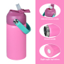 Double Wall 304 Stainless Steel BPA Free 12oz Kid Water Bottle for School with Straw Lid Flask for Back to School