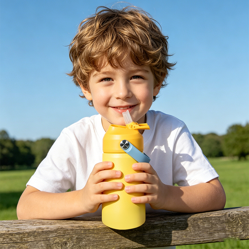 Double Wall 304 Stainless Steel BPA Free 12oz Kid Water Bottle for School with Straw Lid Flask for Back to School