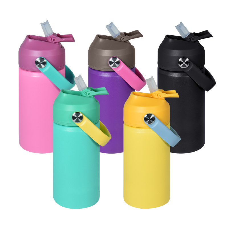 Double Wall 304 Stainless Steel BPA Free 12oz Kid Water Bottle for School with Straw Lid Flask for Back to School
