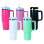 IN STOCK Laser Electroplating 40oz Powder Coated Mugs Colors Insulated Stainless Steel H2.0 Tumbler with Handle Laser Engraving