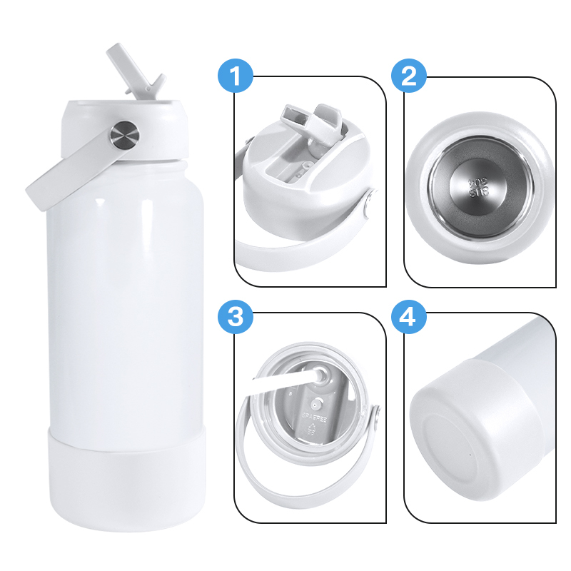 Customize Sublimation 18oz 32oz Stainless Steel Sports Water Bottle Double Wall Insulated Vacuum with Straw Silicone Bottom