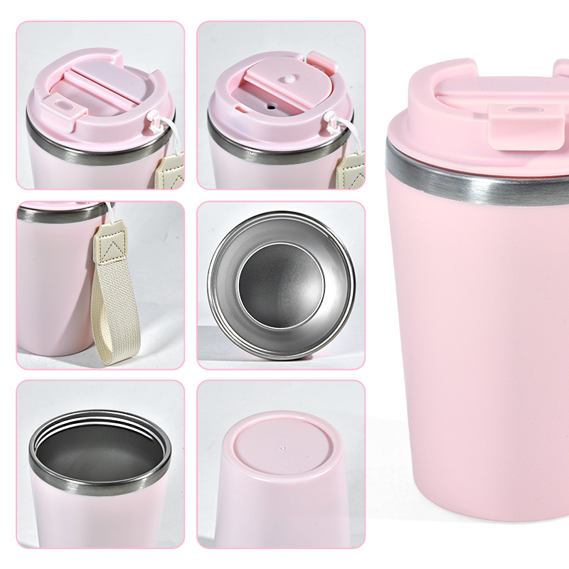 Personalized Custom Logo 12oz Coffee Mug 380ml Double Wall Inner Stainless Steel Tumbler Outer Plastic Laser Engraved Coffee Mug