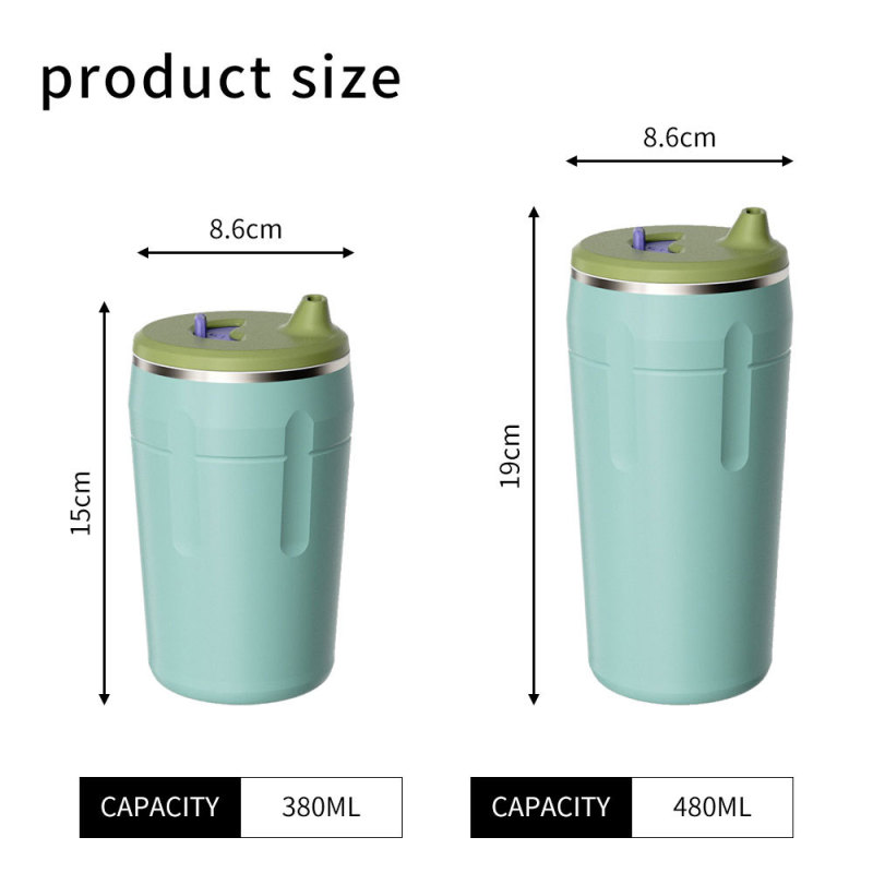 Custom Model 12oz 17oz Unique Locking Sliding Lid Coffee Cup 100% Leak Proof New 304 Stainless Steel Vacuum Insulated Water Cup