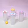 Custom logo 40oz Large Capacity Plastic Frosted Tumbler with Handle and 2 in 1 Drinking Colored Lid