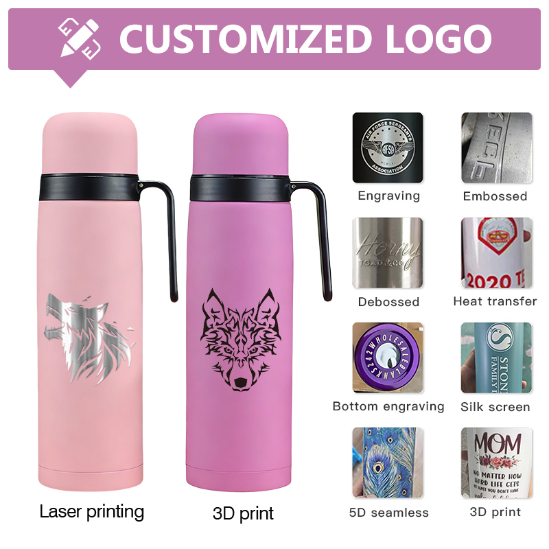 Customized Stainless Steel Thermoses Bottle for Yerba Mate Football Sports Fitness Double Wall Vacuum Thermal Dual-Use Lid
