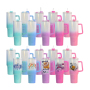 RTS USA Warehouse 20pcs/ctn Stocked 40oz Sublimation Ombre Gradient Color Tumbler Mugs Water Bottle With Handle 5 Colors Mixed